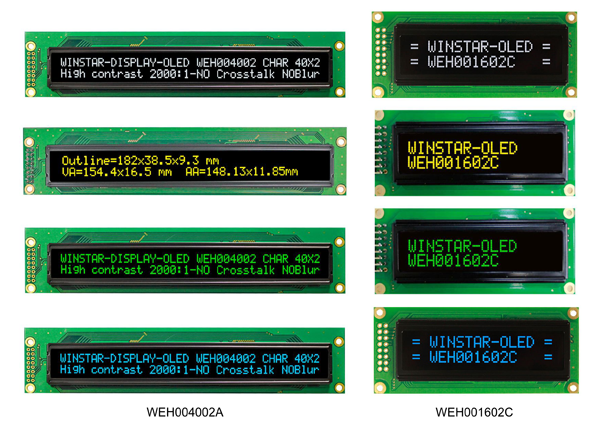 Рис. 6. Примеры символьных OLED-дисплеев производства Winstar