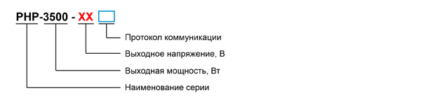 Рис. 20. Структура наименования источников питания серий PHP-3500 и PHP-3500-HV