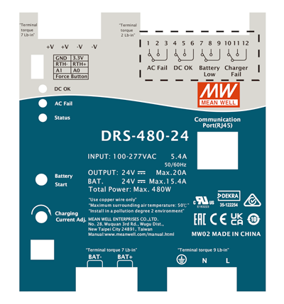 Рис. 25. Передняя панель источника питания DRS-480-24