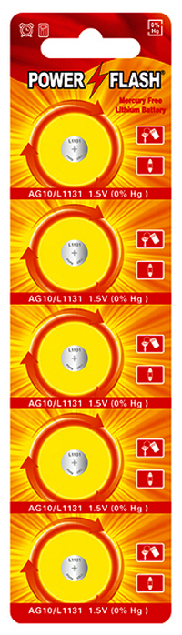 Рис. 11. Упаковка дисковых батареек AG10 бренда POWER FLASH