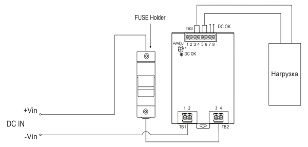 Рис. 6. Схема подключения внешнего предохранителя