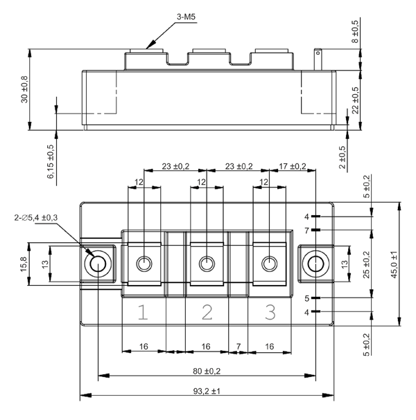 Рис. 2. Схема корпуса форм-фактора C3 для модуля MG200HF12TLC3