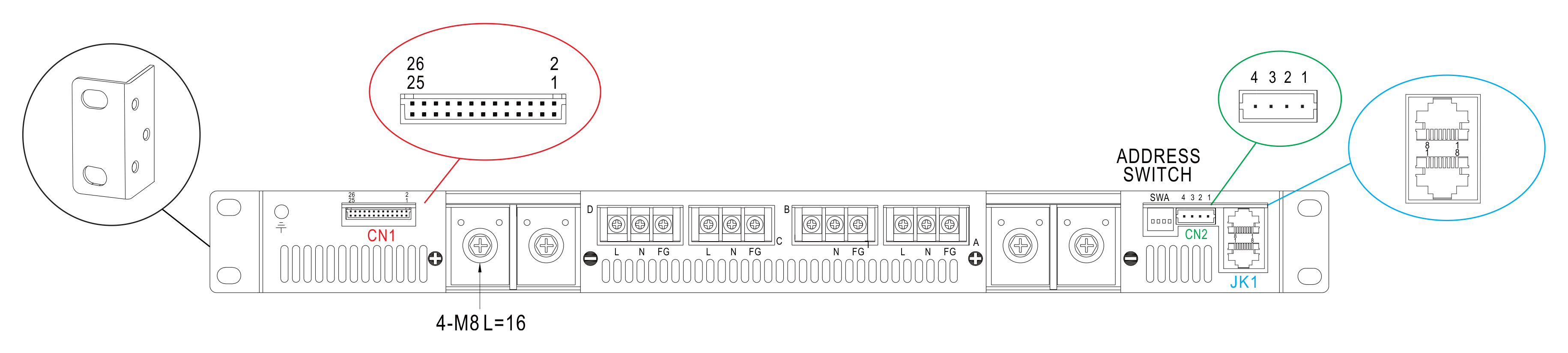 Рис. 21. Коммутационная панель rack-контейнера DHP-1UT-B