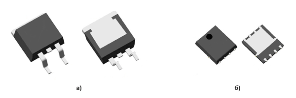 Рис. 2. Внешний вид корпусов TO-263 (а) и PDFN5060-8L (б)