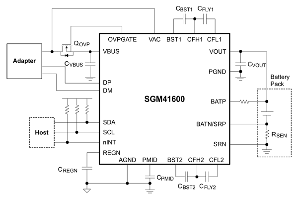 Рис. 10. SGM41600 производства SGmicro в схеме ЗУ на переключаемых конденсаторах