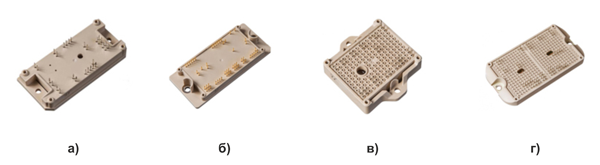 Рис. 1. Внешний вид модулей в корпусах: а) N2; б) N3; в) P3S, г) P4M