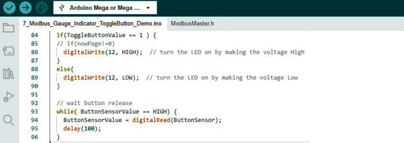 Рис. 23. Определение значения переключателя светодиода для передачи данных хостом Arduino на SmartDisplay