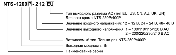 Рис. 4. Расшифровка наименования инверторов семейства NTS