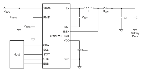 Рис. 7. Типовая схема включения SY20716