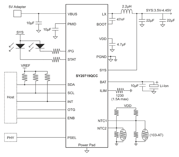 Рис. 8. Зарядное устройство на основе микросхемы SY20719QCC