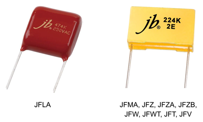 Рис. 15. Внешний вид пленочных конденсаторов JB Capacitors для работы с сетью переменного тока