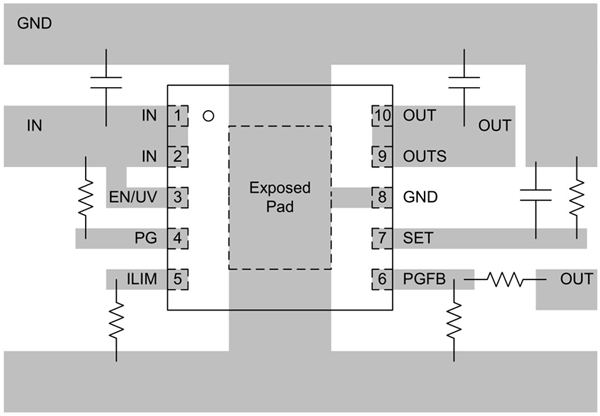 Рис. 5. Пример трассировки печатной платы стабилизатора