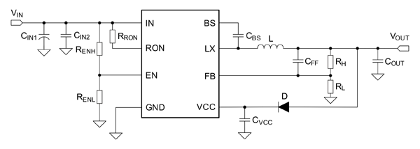Рис. 12. Типовая схема включения синхронных преобразователей Silergy