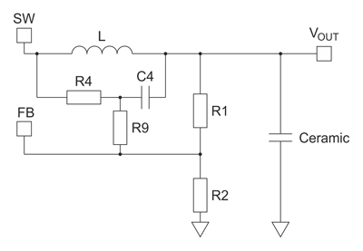 Рис. 3. Пример дополнительной генерации пилообразного напряжения при использовании Low-ESR конденсаторов на выходе преобразователя