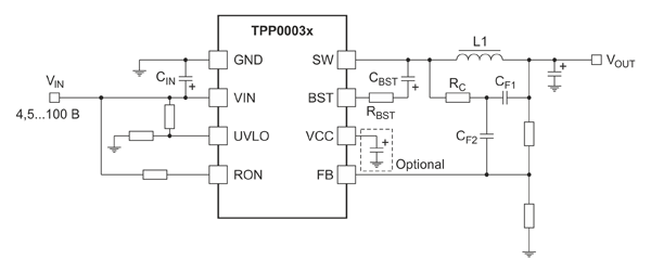 Рис. 4. Типовая схема включения TPP00031 и TPP00032