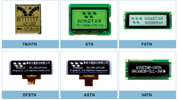 Рис. 1. Дисплеи Winstar, выполненные с применением различных LCD-технологий