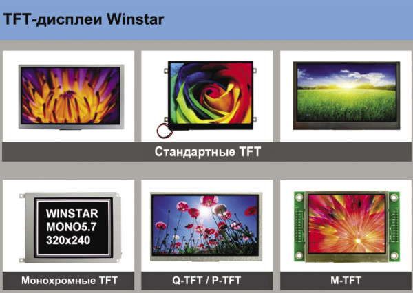 Рис. 1. Серии TFT-дисплеев компании Winstar