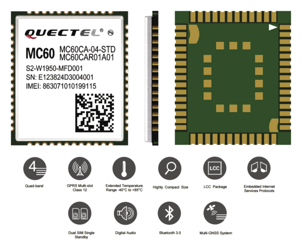 Рис. 1. Внешний вид сотового модуля MC60 производства Quectel Wireless Solutions