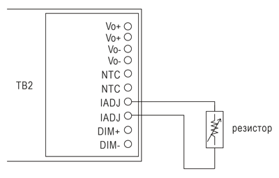 Рис. 6. Задание выходного тока драйвера LDC с помощью внешнего резистора