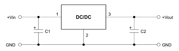 Рис. 39. Схема включения конвертера серии K78 с положительным напряжением на выходе
