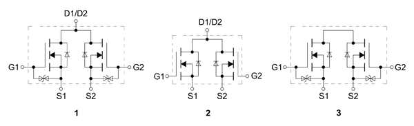 Рис. 2. Варианты эквивалентных схем сборок MOSFET-транзисторов