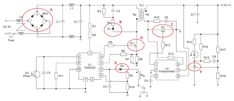Рис. 2. Пример электрической схемы зарядного устройства типа Quick Charge PD