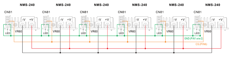 Рис. 27. Схема параллельного соединения модулей серии NMS-240