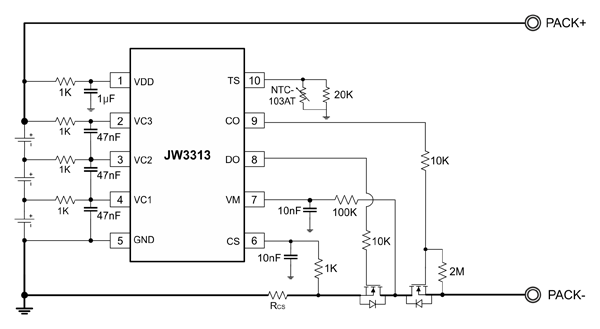 Рис. 13. Типовая схема включения JW3313 производства Joulwatt
