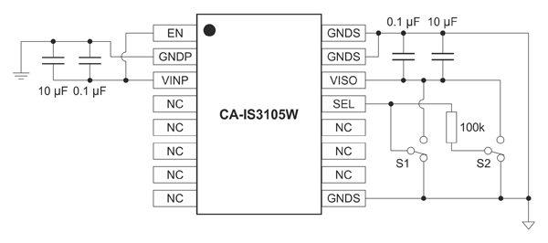 Рис. 3. Типовая схема включения CA-IS3105W (ChipAnalog)