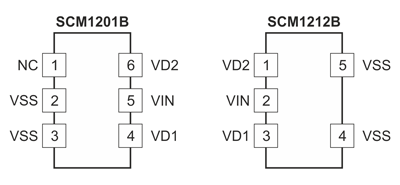 Рис. 4. Расположение выводов SCM1201BTA и SCM1212BTA