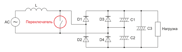Рис. 3. Упрощенная схема PFC с частичным переключением