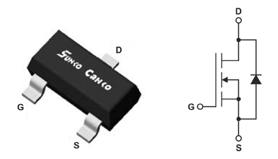 Рис. 4. YJL02N10A в корпусе SOT-323