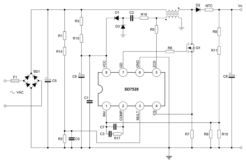 Рис. 5. Типовая схема ККМ с SD7528STR