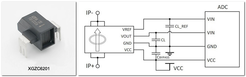 Рис. 18. Внешний вид и схема включения датчика XGZC6201